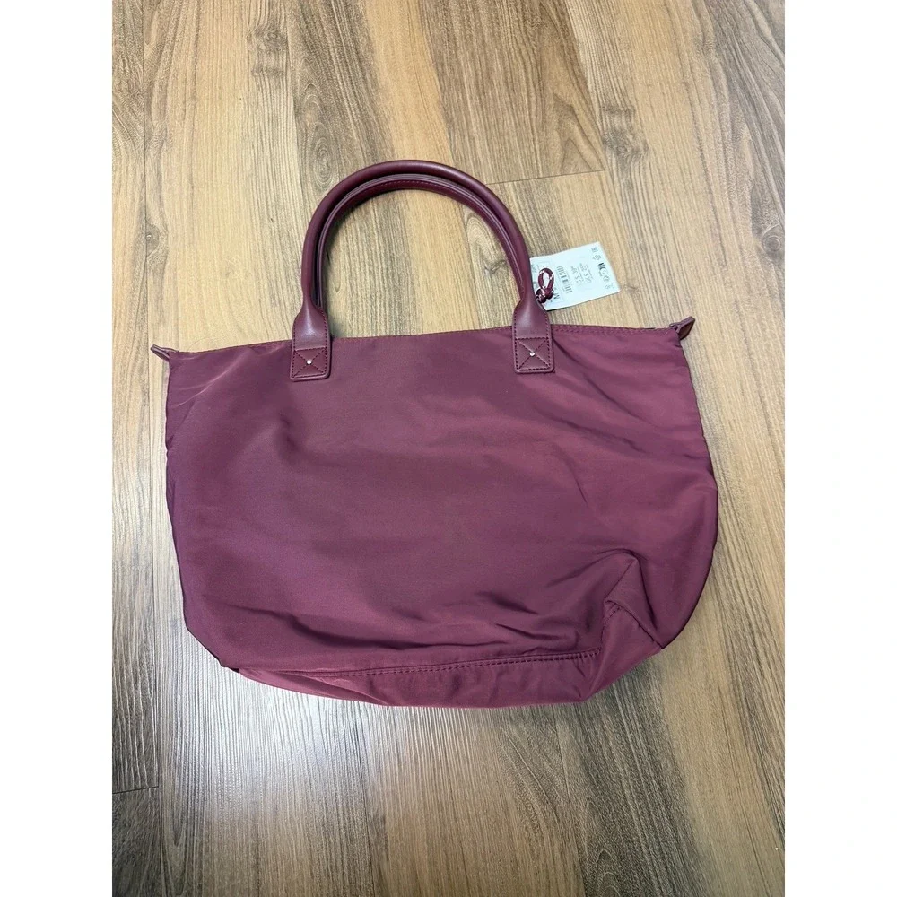 Zara Maroon Nylon Tote‎ Bag Purse Capsule Bonjour Le Monde French Resort